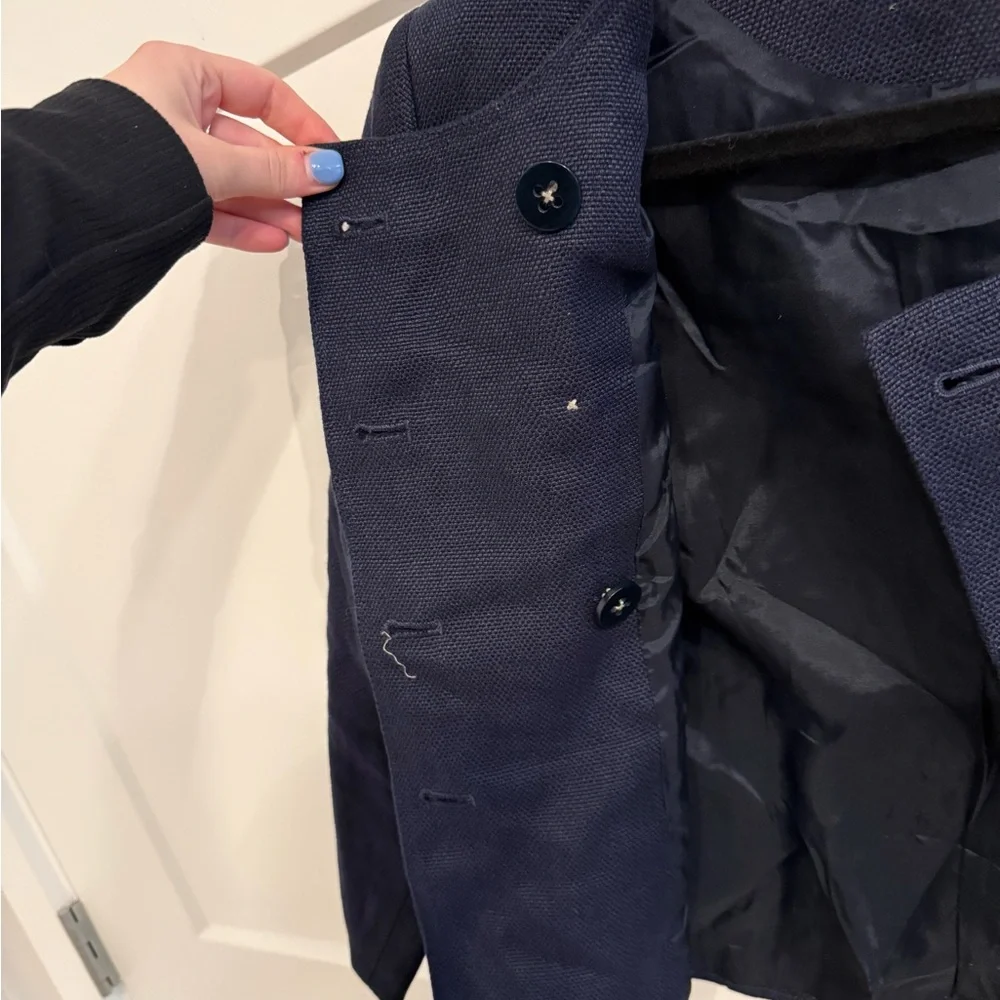 Lauren Ralph Lauren Navy Double-Breasted Linen Jacket (Petite) - Picture 5 of 7